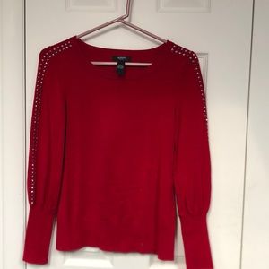 Alfani red sweater with stylish studs on sleeves